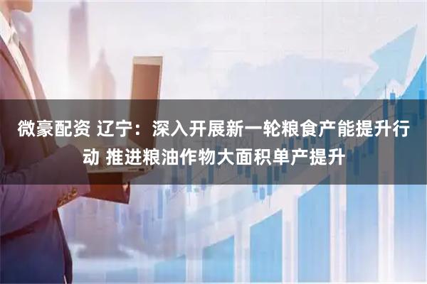 微豪配资 辽宁：深入开展新一轮粮食产能提升行动 推进粮油作物大面积单产提升